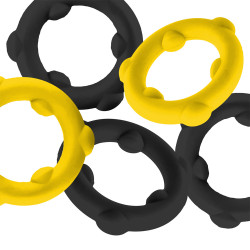 Oxballs Lot de 5 Cockrings Spinner 25 mm Noir-Jaune